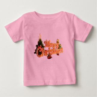 Camiseta Para Bebê Ouro de Natal Sparkle - Árvore Festiva