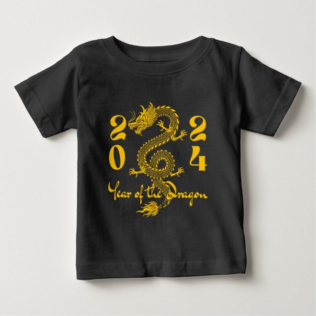 Camiseta Para Bebê Ouro do Ano do Dragão (Frente)