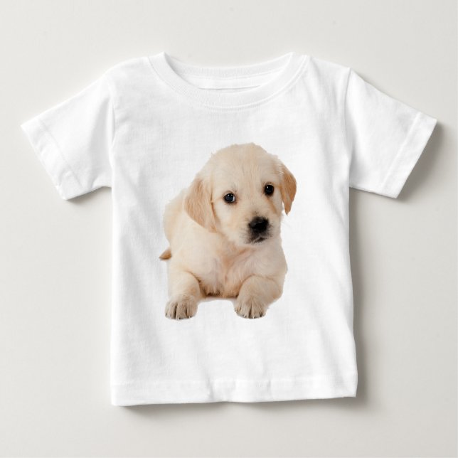 Camiseta Para Bebê Ouro Labrador Puppy (Frente)