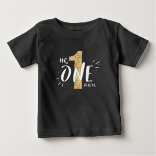 Camiseta Para Bebê Ouro preto do Sr. Onederful Aniversário T-shirt
