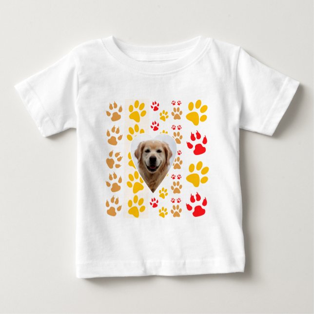 Camiseta Para Bebê Ouro Retriever Cachorros Corações Impressão (Frente)