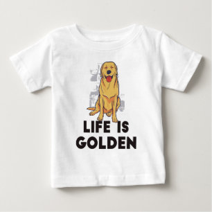 Camiseta Para Bebê Ouro Retriever Dog - A Vida É Ouro