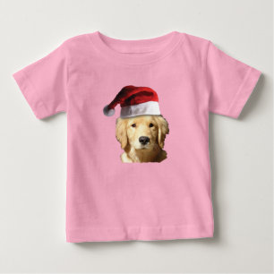 Camiseta Para Bebê Ouro Retriever Santa Claus