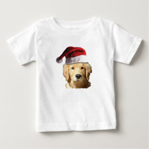 Camiseta Para Bebê Ouro Retriever Santa Claus