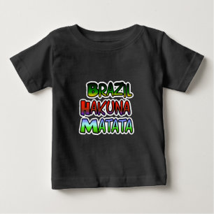 Camiseta Para Bebê Ouro Verde Brasil Hakuna Matata Art Impressão
