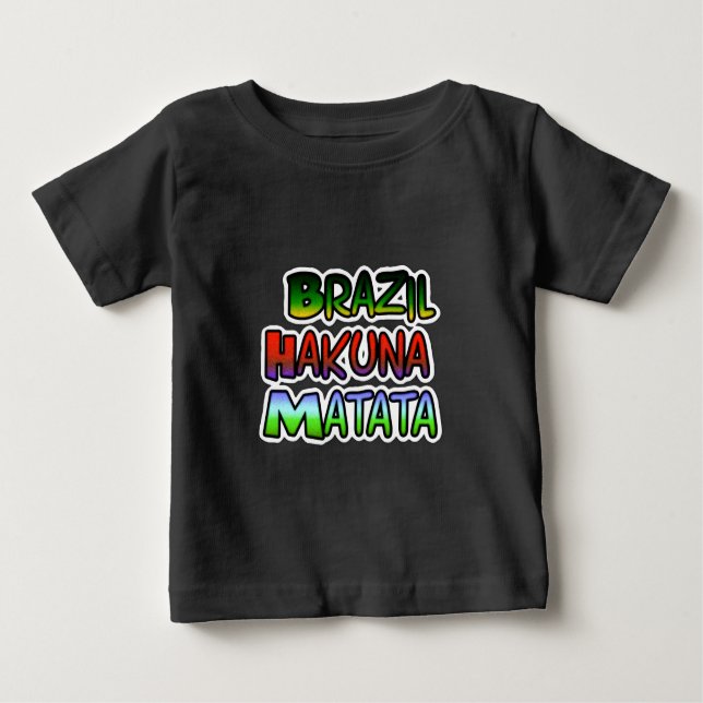 Camiseta Para Bebê Ouro Verde Brasil Hakuna Matata Art Impressão (Frente)