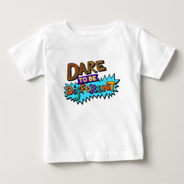 Camiseta Para Bebê Ouse ser Diferente Design Colorido de Desenho Anim (Frente)