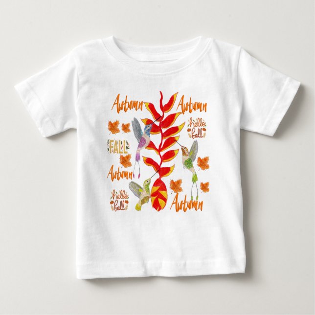 Camiseta Para Bebê Outono de Hummingbird/Queda (Frente)