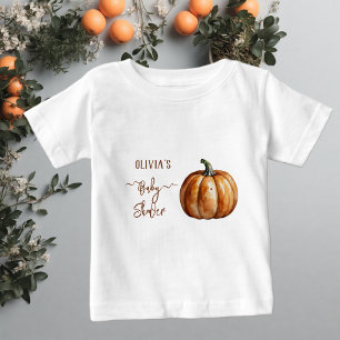 Camiseta Para Bebê Outono Pequeno Chuveiro de Bebê Abóbora