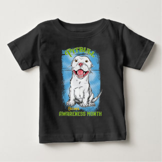 Camiseta Para Bebê Outubro, Camisa-T do Mês de Sensibilização Pitbull