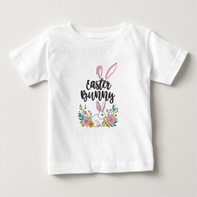 Camiseta Para Bebê Ouvidos de coelho da Páscoa (Frente)