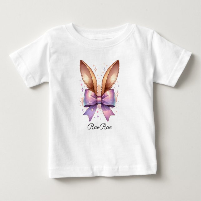 Camiseta Para Bebê Ouvidos personalizados de coelho da Páscoa (Frente)