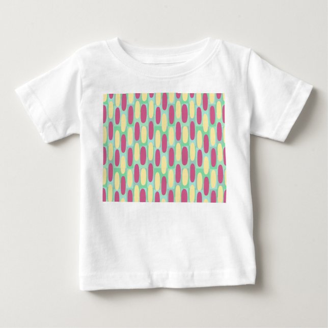 Camiseta Para Bebê Ovais Amarelos e Rosa (Frente)