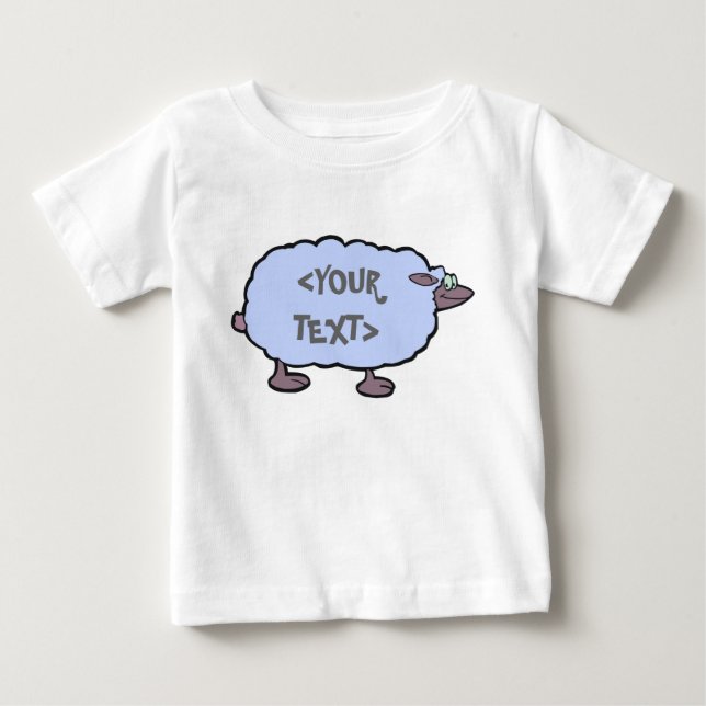 Camiseta Para Bebê Ovelha Azul, <YOUR TEXT> (Frente)