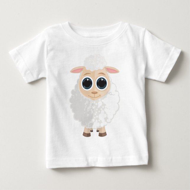 Camiseta Para Bebê Ovelha branca (Frente)