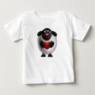 Camiseta Para Bebê Ovelha de coração
