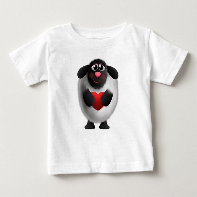Camiseta Para Bebê Ovelha de coração (Frente)