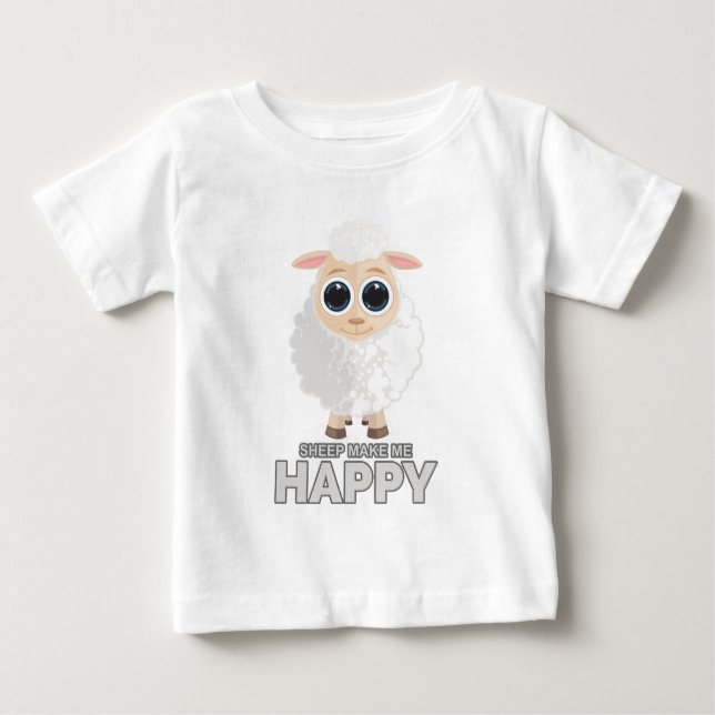 Camiseta Para Bebê Ovelha me faz feliz (Frente)