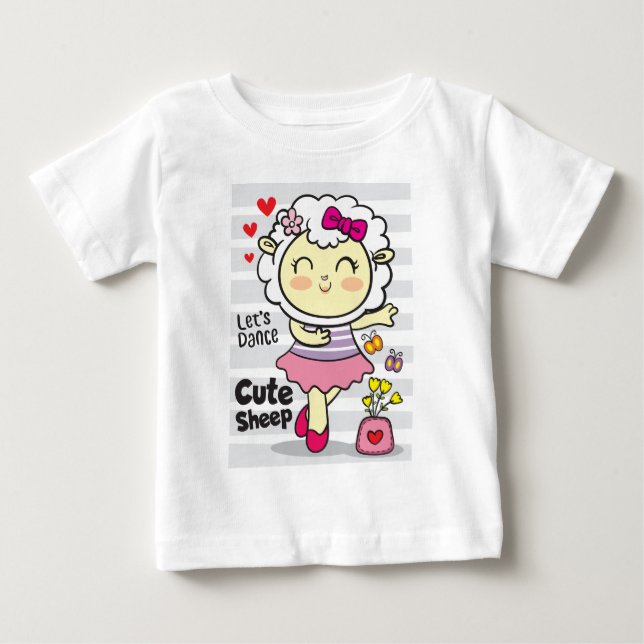 Camiseta Para Bebê Ovelhas dançam  (Frente)