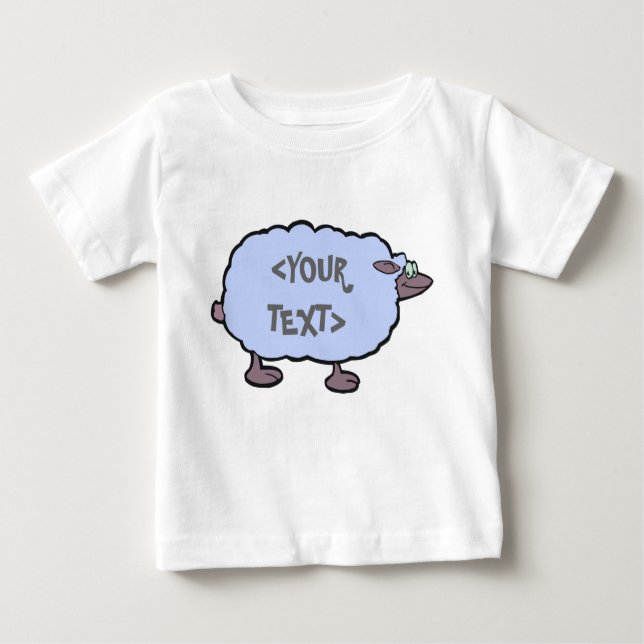 Camiseta Para Bebê Ovinos Azuis,<YOUR TEXT> (Frente)