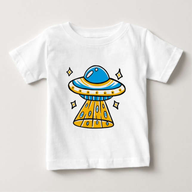 Camiseta Para Bebê OVNI (Whimsical Colortion Space) (Frente)