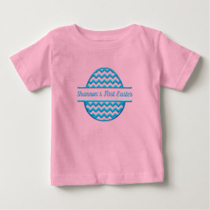 Camiseta Para Bebê Ovo de Chevron da páscoa do bebê primeiro