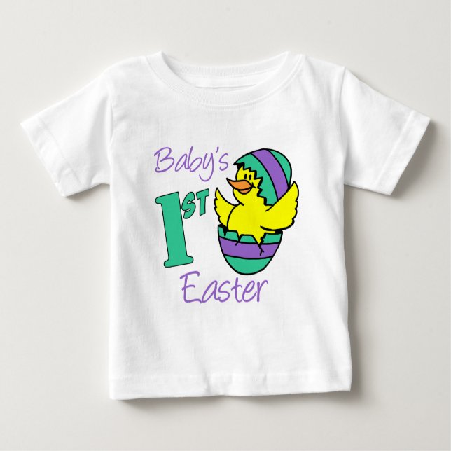 Camiseta Para Bebê Ovo de Incubação da Primeira Páscoa do Bebê (Frente)