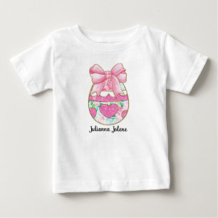 Camiseta Para Bebê Ovo de Páscoa Brilhante com Nome Personalizado Coq