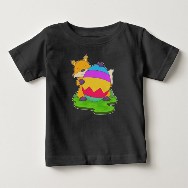Camiseta Para Bebê Ovo de Páscoa de Raposa (Frente)