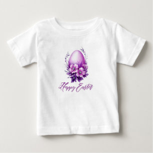 Camiseta Para Bebê Ovo de Páscoa Rosa brilhante