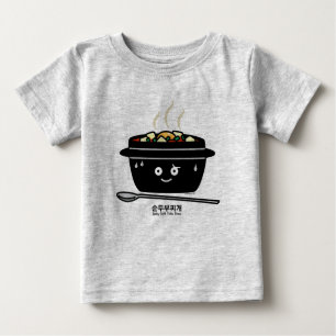 Camiseta Para Bebê Ovo quente dos jjigae macios picantes coreanos da