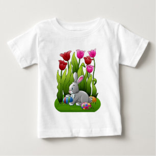Camiseta Para Bebê Ovos da páscoa escondendo do coelhinho da Páscoa