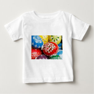 Camiseta Para Bebê Ovos de Páscoa Colorido Padrão de Feriado Arte de