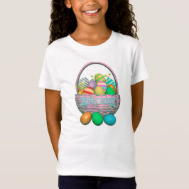 Camiseta Para Bebê Ovos de Páscoa Pintados em Cesta
