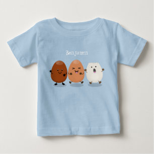 Camiseta Para Bebê Ovos kawaii fofos ilustração de desenho animado en