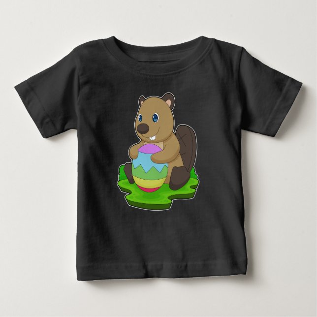 Camiseta Para Bebê Óvulo de Páscoa de castor (Frente)