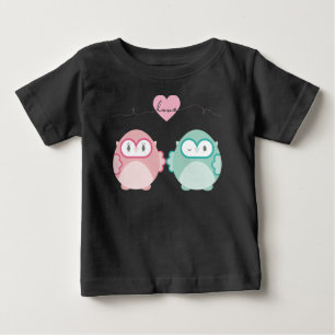 Camiseta Para Bebê OWL AMOR: "Moça mole + menino"