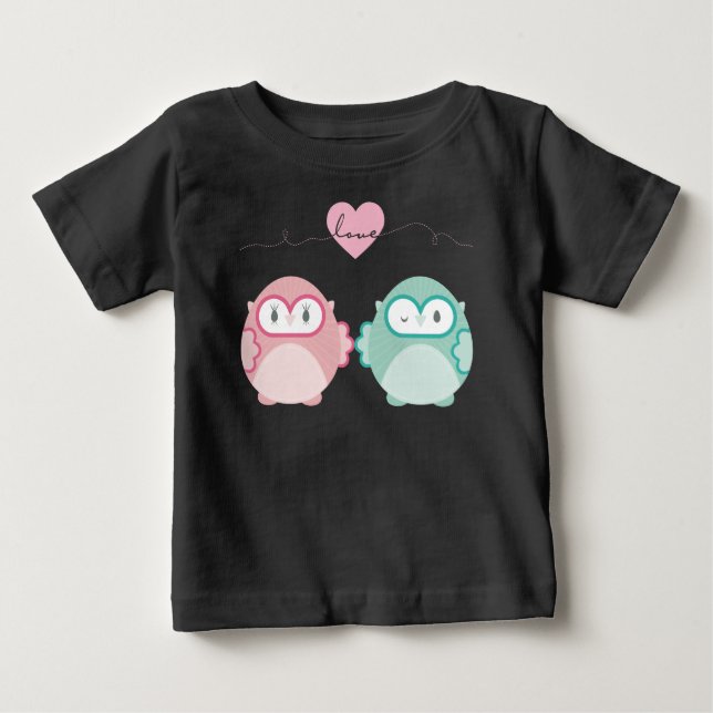 Camiseta Para Bebê OWL AMOR: "Moça mole + menino" (Frente)