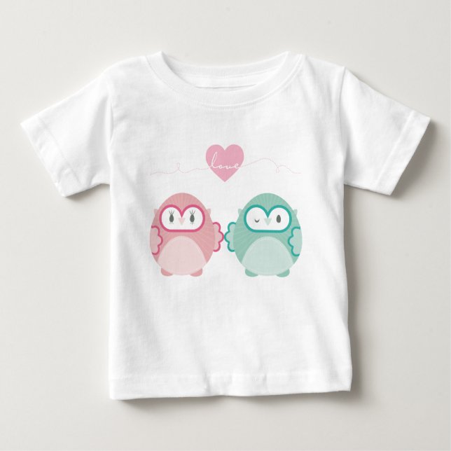 Camiseta Para Bebê OWL AMOR: "Moça mole + menino" (Frente)