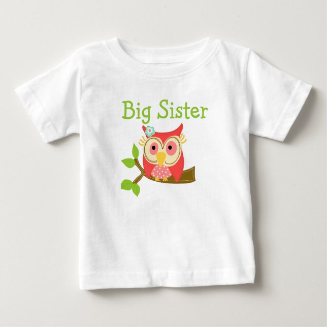 Camiseta Para Bebê Owl Big Sister (Frente)