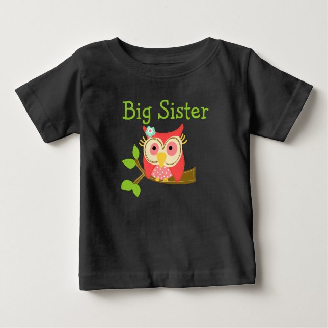 Camiseta Para Bebê Owl Big Sister (Frente)
