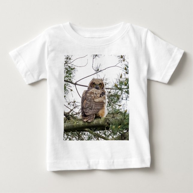 Camiseta Para Bebê Owlet Em Uma Ramificação De Pino (Frente)