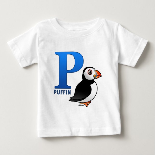 Camiseta Para Bebê P é para o papagaio-do-mar (Frente)