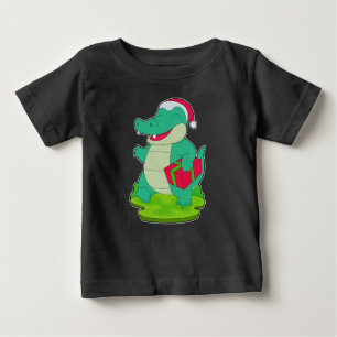 Camiseta Para Bebê Pacote de Natal Crocodilo