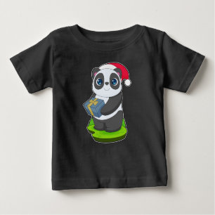 Camiseta Para Bebê Pacote de Natal Panda