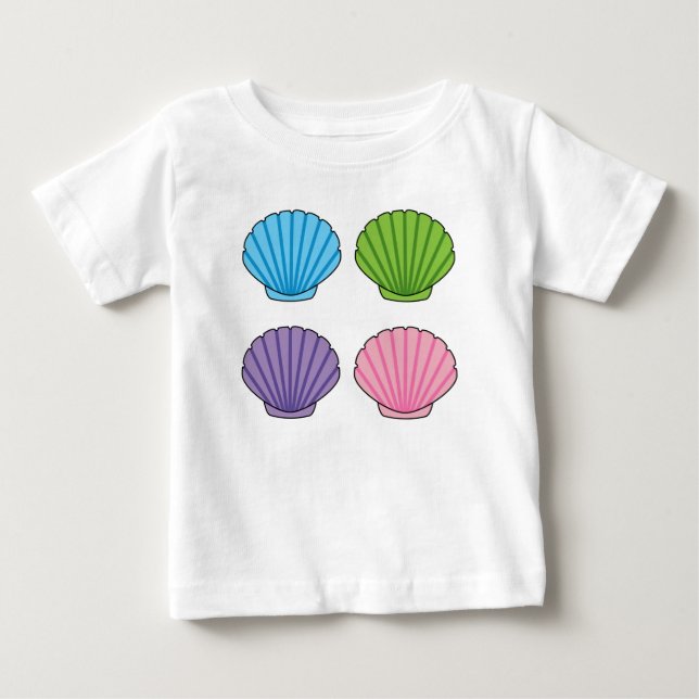Camiseta Para Bebê Pacote de Seashell Colorido de Pastel (Frente)