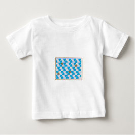 Camiseta Para Bebê Padrão bávaro azul e branco.