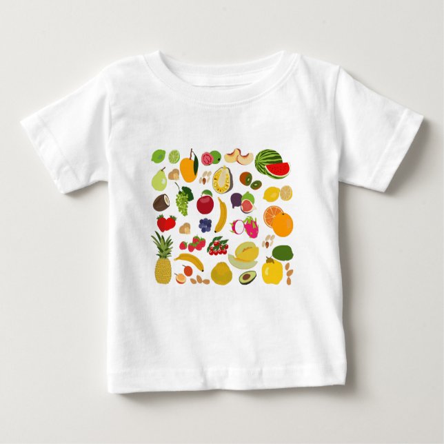 Camiseta Para Bebê Padrão Colorido de Fruta de Verão (Frente)