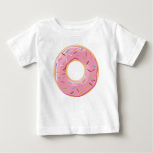 Camiseta Para Bebê Padrão Colorido Retro de Donuts Festa Divertida Mi