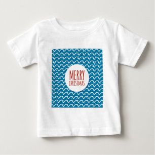 Camiseta Para Bebê Padrão contínuo de Feliz Natal Textura Azul
